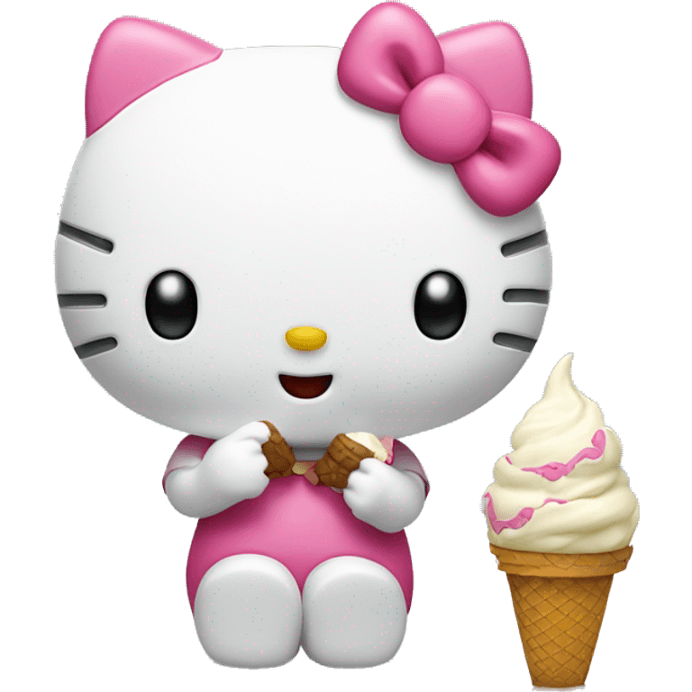 Hello kitty eating ice cream emoji