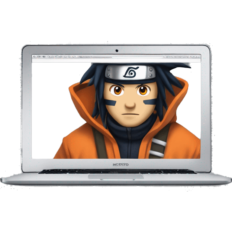 Front Macbook Naruto behind emoji