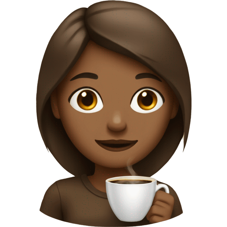 A girl with coffee b and ow emoji