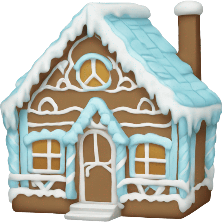 light pastel blue gingerbread house emoji