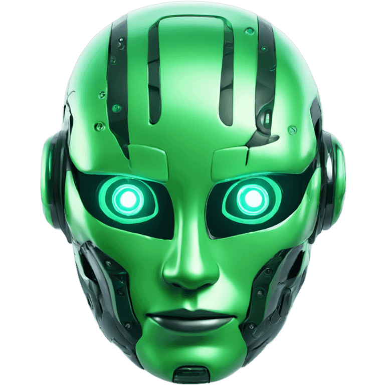 Bot green AI robot face premium glow 3d effect futuristic emoji