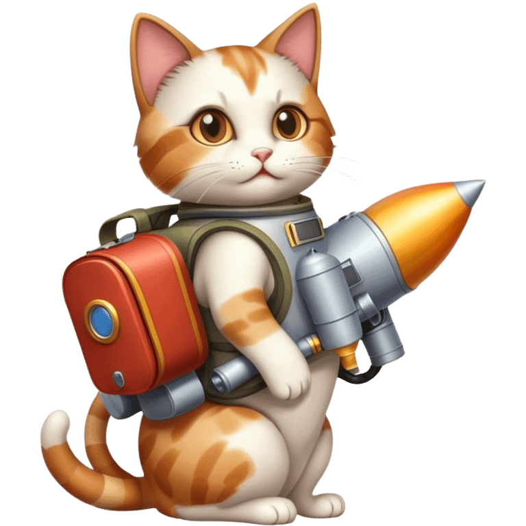 Cat with a rocket pack on it back  emoji