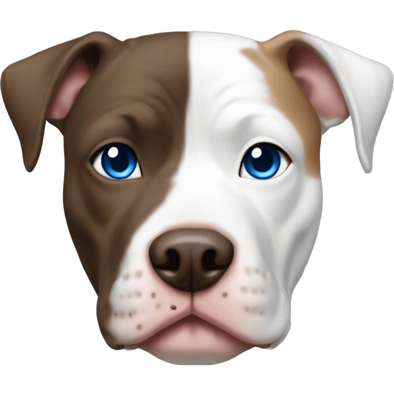 White and brown Pitbull with blue eye emoji