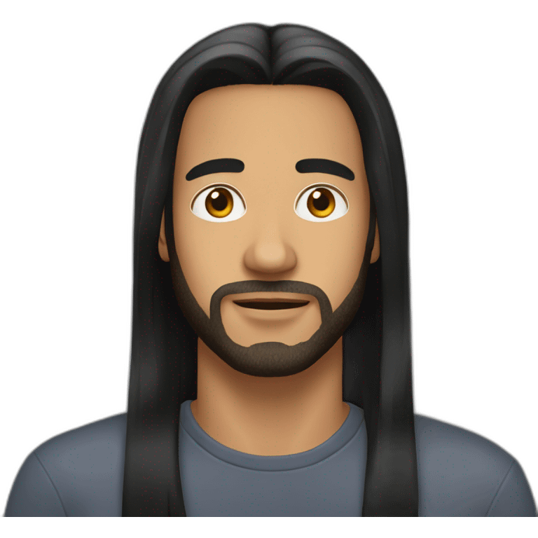 man 30 years old long straight black hair emoji