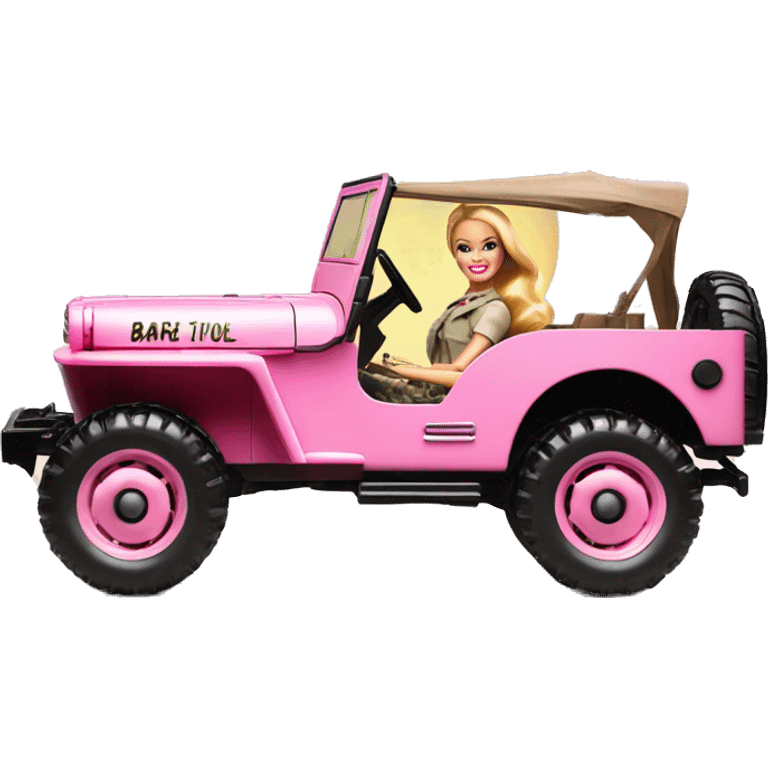 Premium Barbie jungle tour 1941 Willy’s pink jeep  emoji