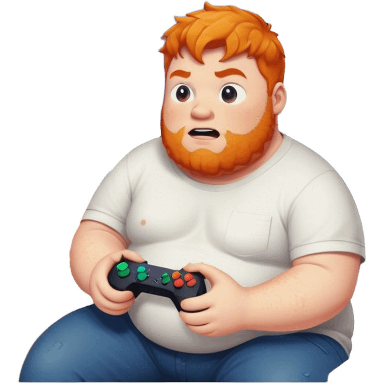 Fat Ginger guy playing video games  emoji