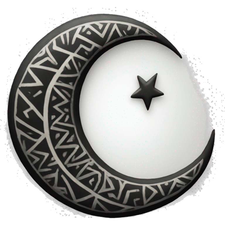 Black crescent moon with zig zag tribal design emoji