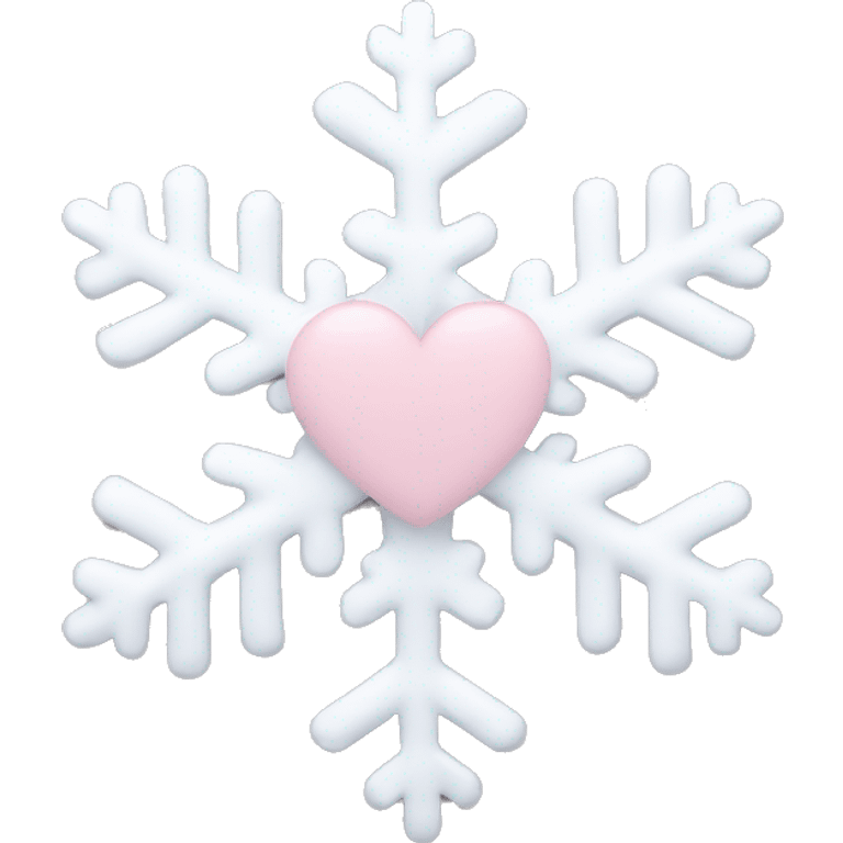 snowflake with pale pink heart in middle emoji