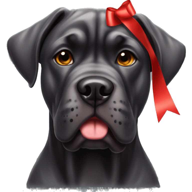 cane corso dog with a red ribbon on his head emoji