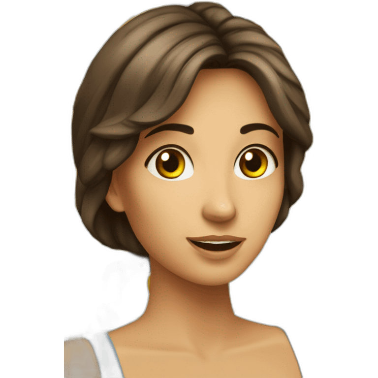 Femme brune avec une cicatrice sur la pommete gauche emoji