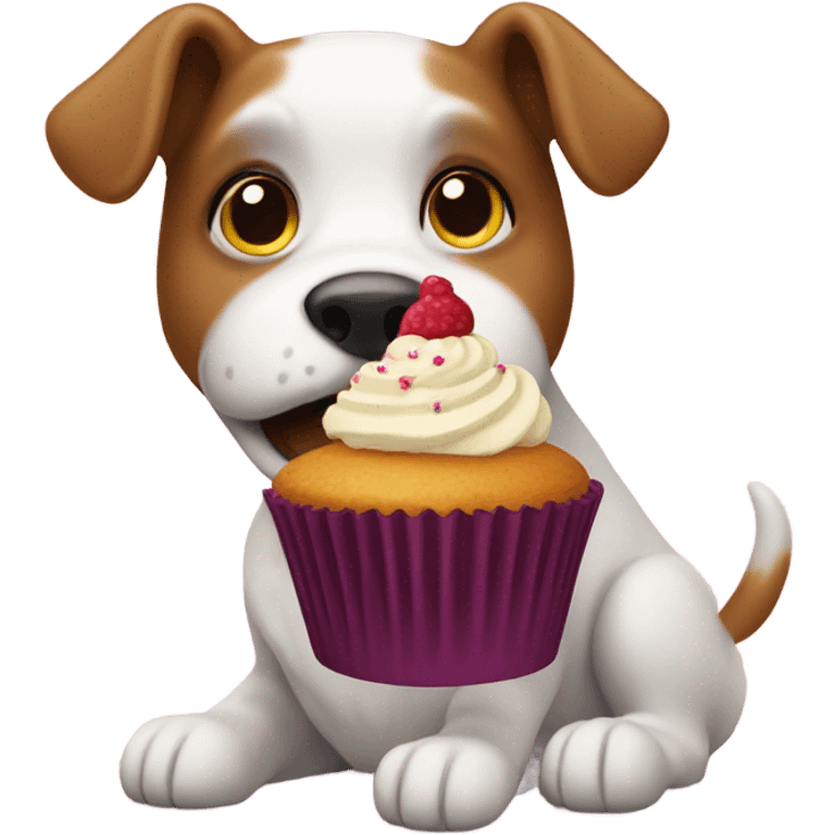 dog eating cupcake emoji