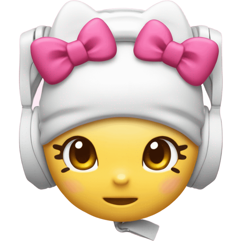 Hello kitty mit Schleife und Kopfhörer  emoji