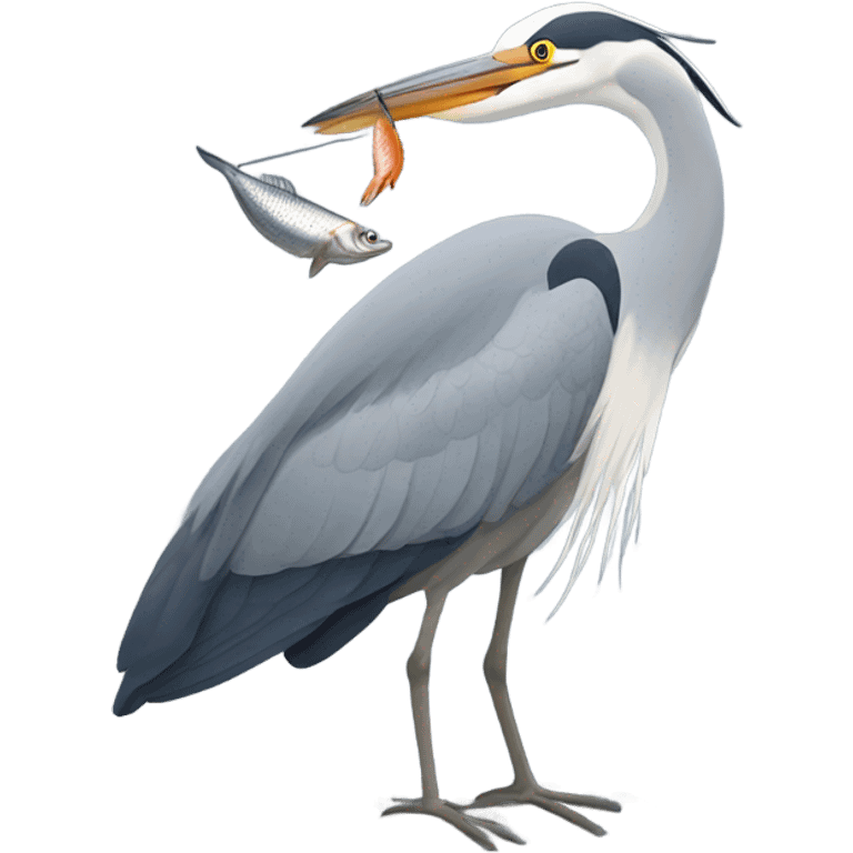 Grey heron eating a fish emoji