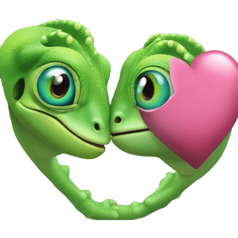 2 chameleons big heart between them emoji