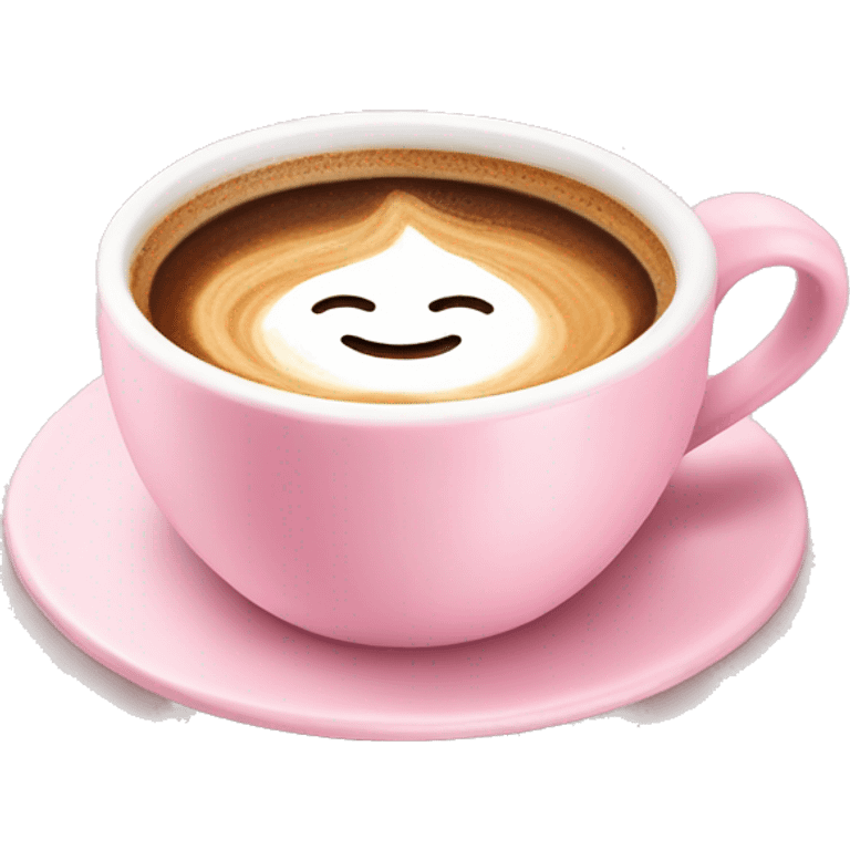 Baby pink coffee cup with coffee with bow shaped latte art emoji