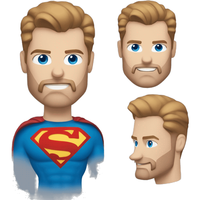 White superman, redish hair, blue eyes, redish brownish facial hair emoji