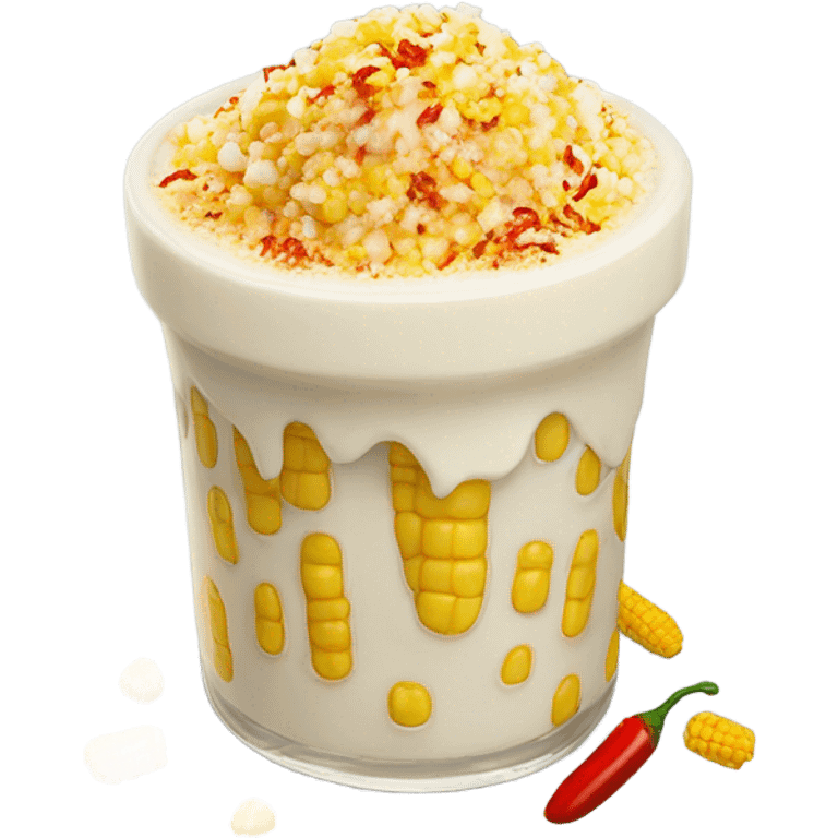 Elote en vaso con mayonesa and sprinkle chili powder  emoji