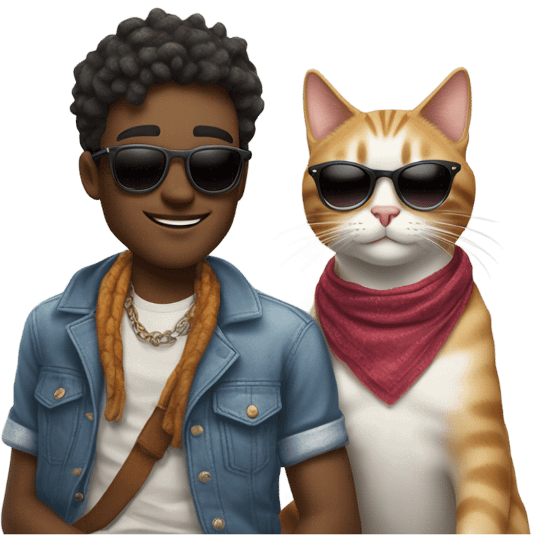 cat with cool guy evan  emoji