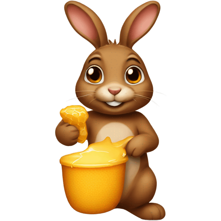 Brown bunny holding honey emoji