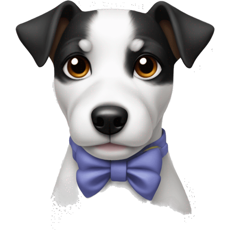 jack russel terrier black and white with a bow  emoji