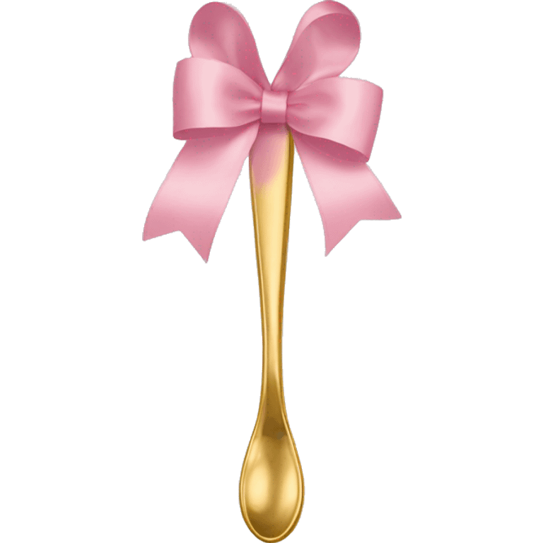 Elegant Spoon with pink pastel ribbon around it emoji