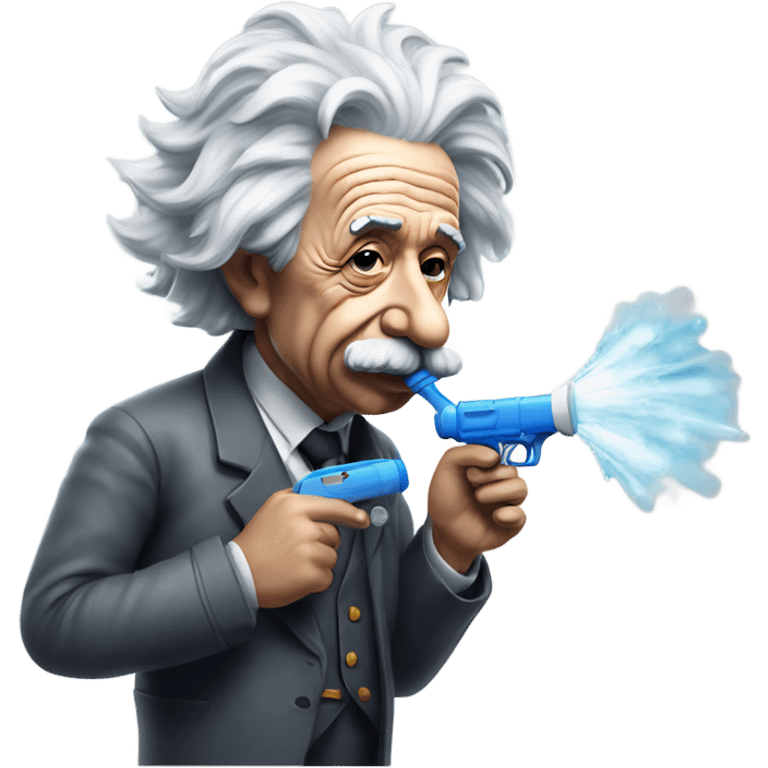 Albert Einstein smoking a water gun emoji