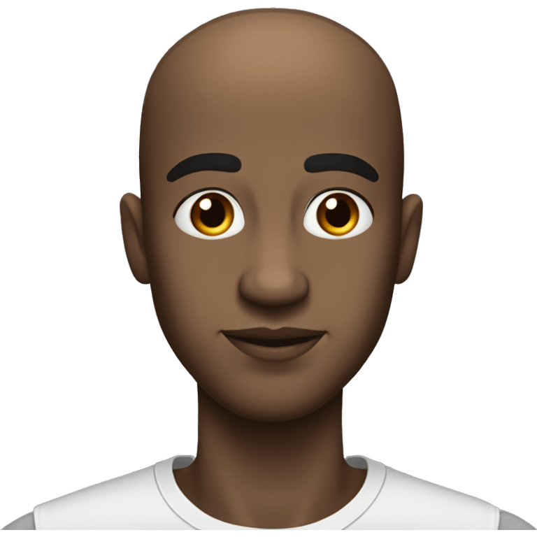 Black bald guy with buzzcut and big forehead also has big lips and a wide nose emoji