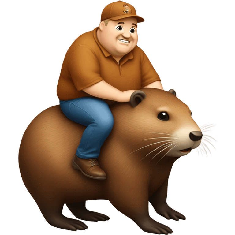 Fat man riding a beaver ￼ emoji