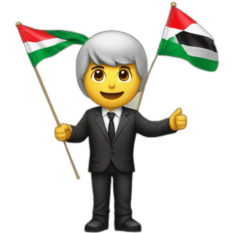 javier milei con la bandera de palestina emoji