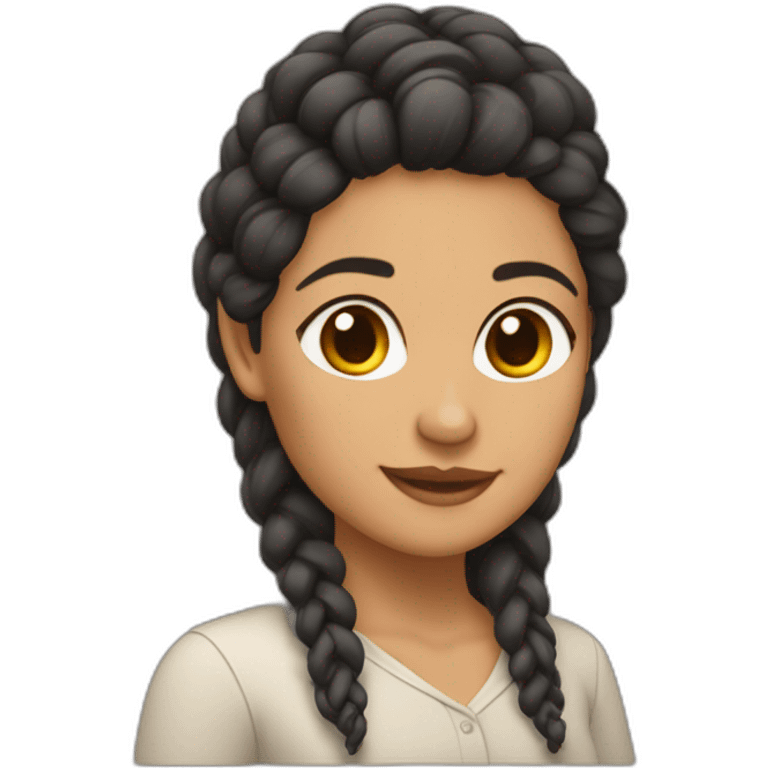 mujer de pelo castaño con trenzas emoji