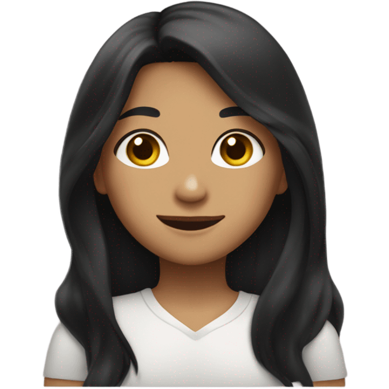 a girl with long black hair olive skinned happy expression  emoji