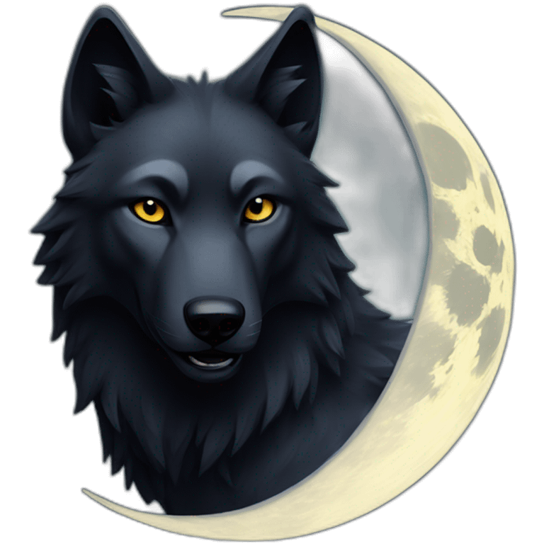 Black wolf with the moon emoji