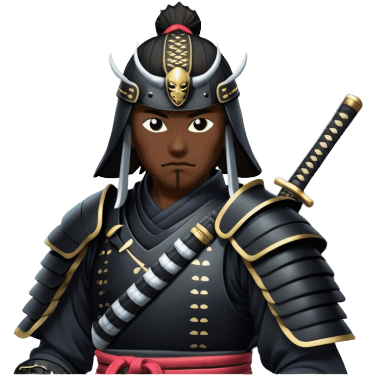 A dark samurai, black armor reflecting the moonlight, katana drawn emoji