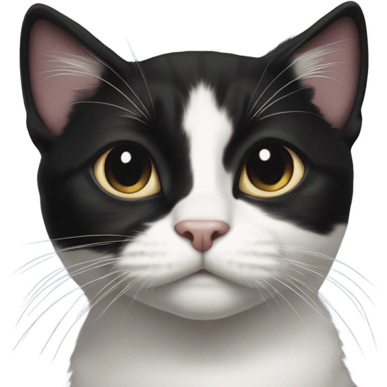 Tuxedo cat with round black blotch  under whiskers emoji