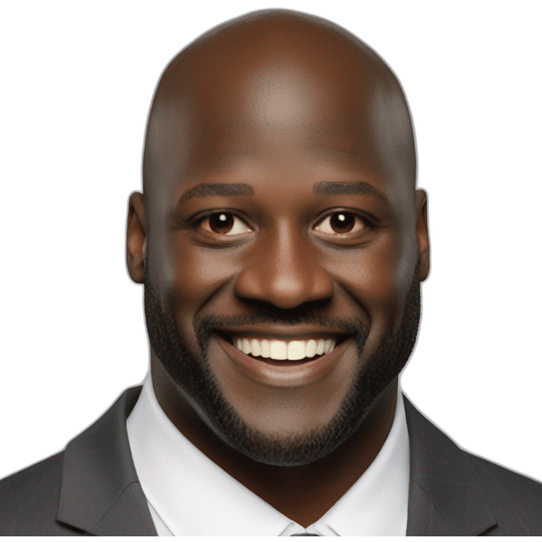 Photo real Shaq smiling emoji