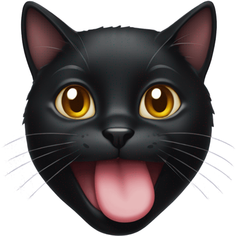 Black  cat with tongue sticking out emoji