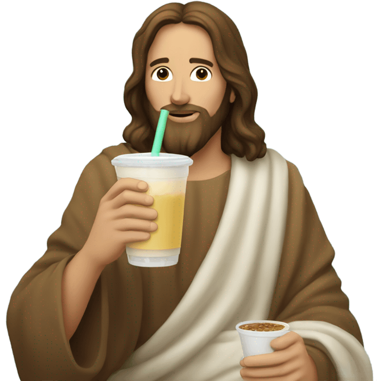 Jesus sipping boba tea emoji