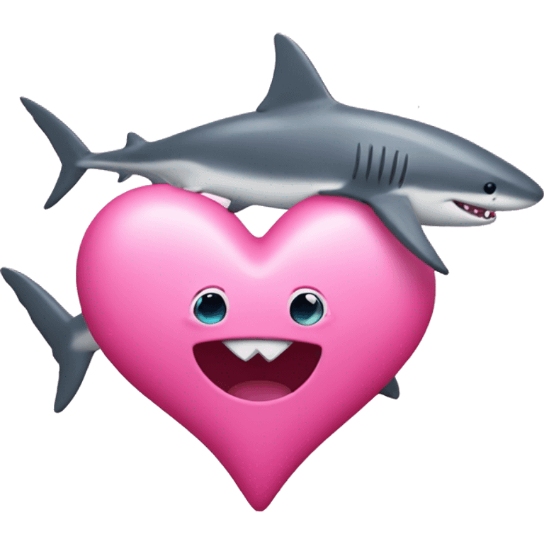 pink love heart with sharks emoji