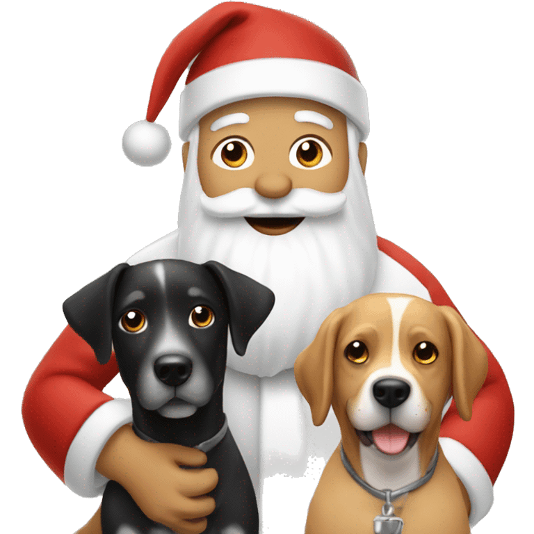 Santa with two dogs  emoji