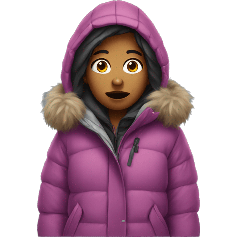 Bored girl with parka  emoji