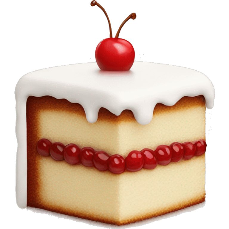 Red and white cake with one cherry on top emoji