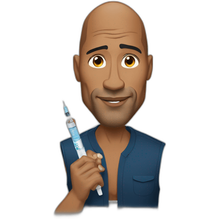 Dwayne Johnson with syringe emoji