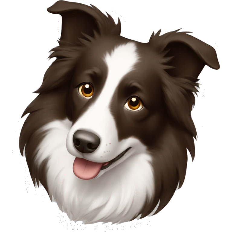 Bordercollie with brown and white face. Some darker areas  emoji