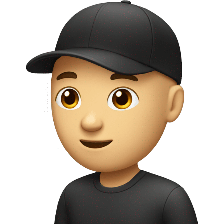 baldman with a black cap raising hand emoji