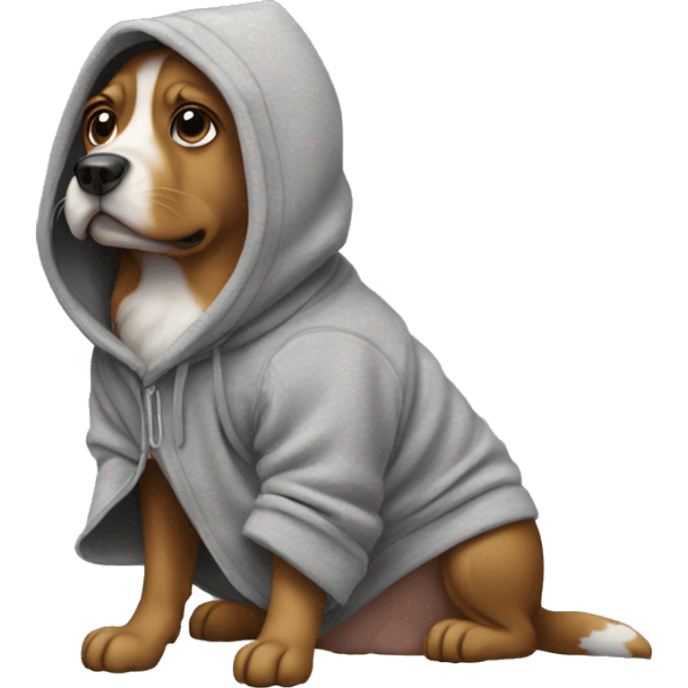 Dog wherein a hoody emoji