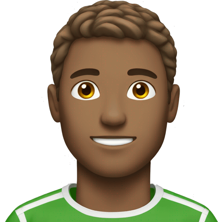 Guy playing soccer brown hair emoji