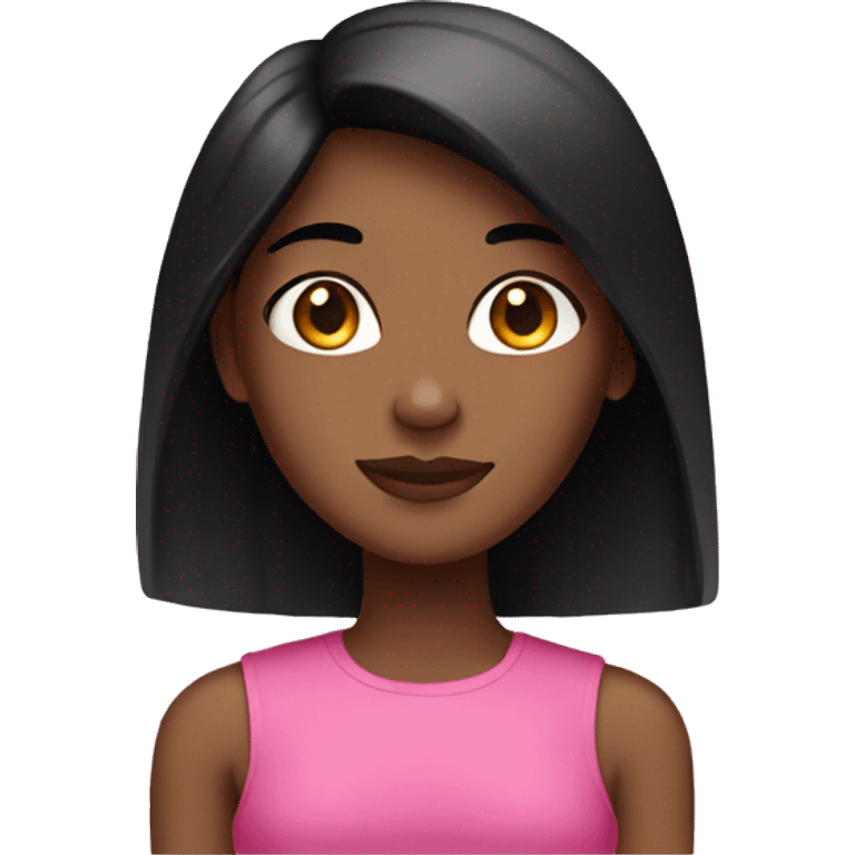 Brown skin girl with straight black hair in pink emoji