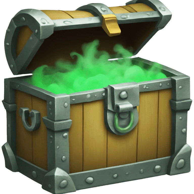 open treasure chest with green smoke coming out emoji