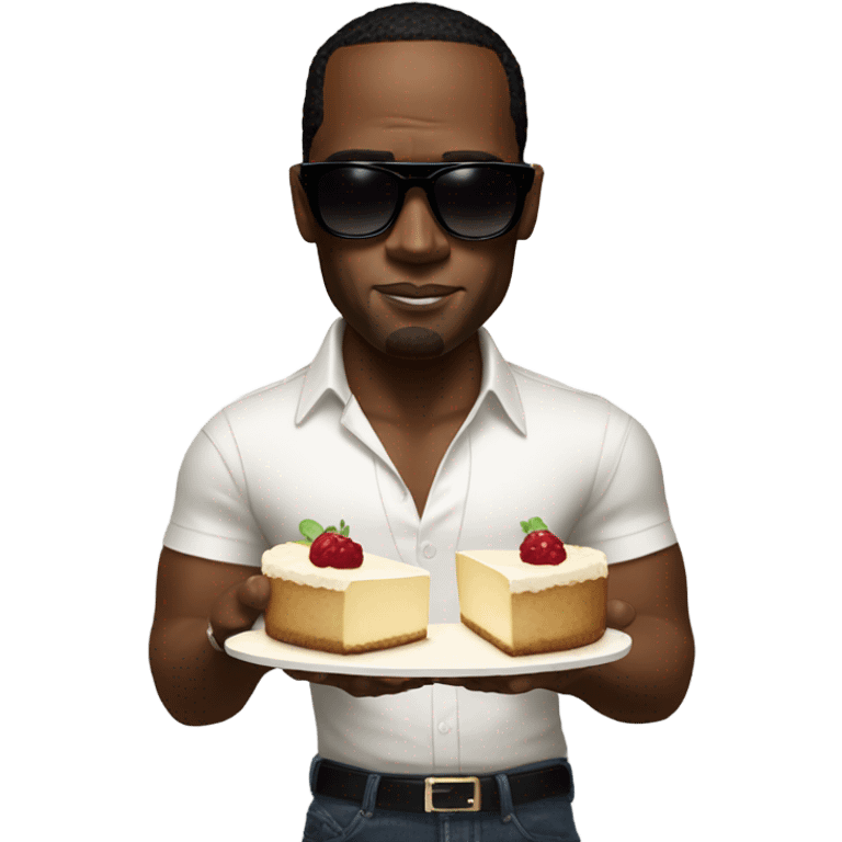 P Diddy holding a cheesecake wearing sunglasses  emoji