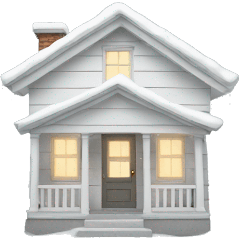 snow falling on a white little house emoji